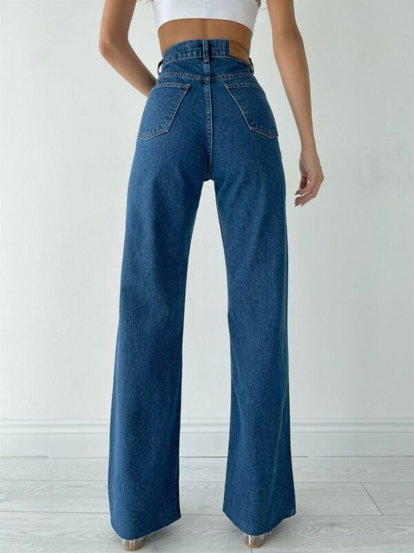 High Waisted buttons Wide Leg Jeans بنطلون جينز - PalDozer
