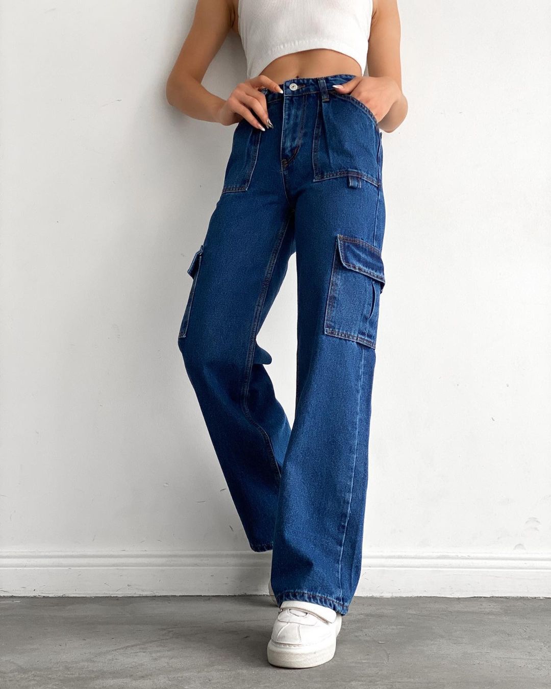 Flap Pocket Side Cargo Jeans بنطال جينز كارغو بجيب - PalDozer